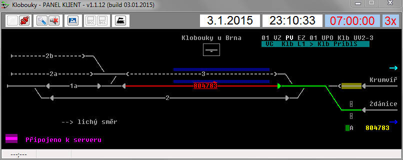 Dispečerské rozhraní stanice Klobouky u Brna